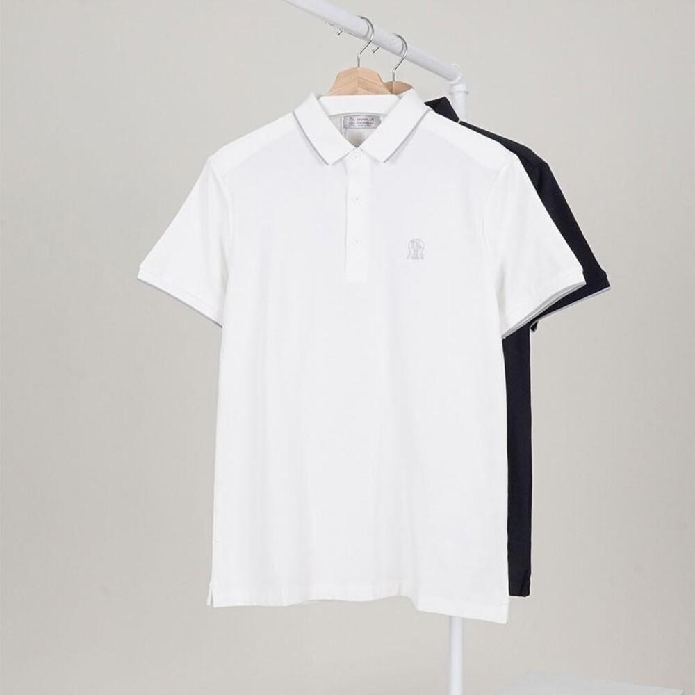 [국내배송][반품가능] 브루넬로 쿠치넬리 남성 시그니처 자수 로고 라인 피케 티셔츠 2color