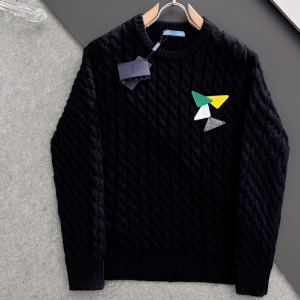 [M~2XL] 프라다 멀티 컬러 로고 스웨터 블랙