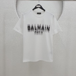 [국내배송] 발망 23 SS BALMAIN 그라데이션 로고 프린팅 티셔츠 화이트