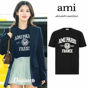 [국내배송] 아미 AMI PARIS FRANCE 로고 코튼 티셔트 블랙