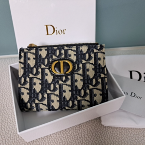 [국내배송] 디올 DIOR 30 MONTAIGNE DAHLIA 지갑 블루 Dior Oblique 자카드