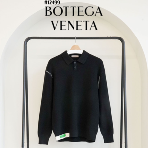 [국내배송][반품가능] 보테가베네타 BOTTEGA VENETA 그린 레더 스티치 카라 니트 스웨터