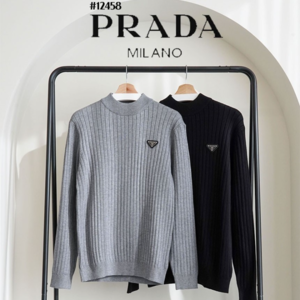 [국내배송][반품가능] 프라다 PRADA 삼각 로고 립 크루넥 니트 스웨터 2color