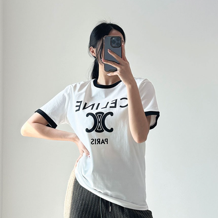 [국내배송][반품가능] 셀린느 CELINE 트리오페 로고 코튼 저지 티셔츠