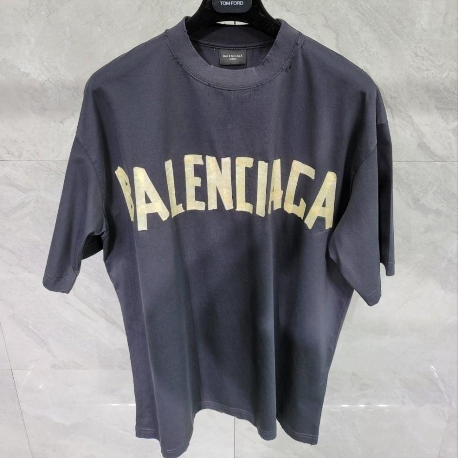 [국내배송] 발렌시아가 BALENCIAGA 로고 워싱 나염 반팔 티셔츠 2color