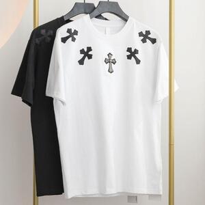 [국내배송][반품가능] 크롬하츠 CHROME HEARTS 스틸 십자가 코튼 반팔 라운드 티셔츠 2color