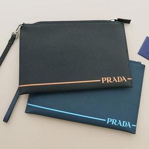 [국내배송][반품가능] 프라다 PRADA 사피아노 레더 로고 스트랩 파우치 2color