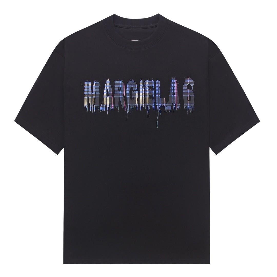 [국내배송] 마르지엘라 MARGIELLA 체크 로고 티셔츠 블랙